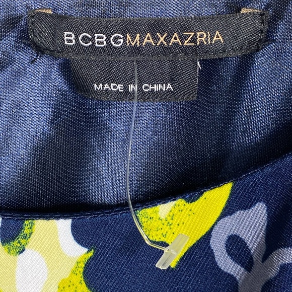 BCBGMAXAZRIA wrap style womens dress *NEW WITH TAGS* sleeveless navy yellow XL - Picture 2 of 5